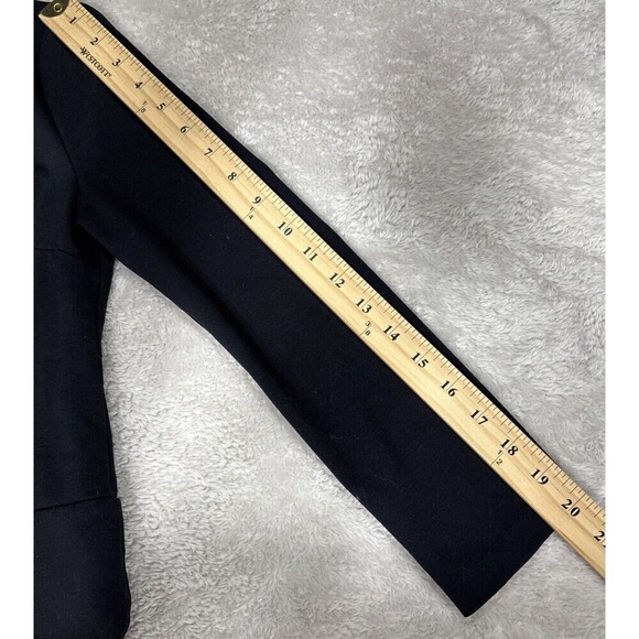 Kate Spade Black Ponte Knit Top 00 Long Sleeve Scallop Hem Zip Back Minimalist - Picture 10 of 12